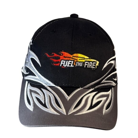 Fuel The Fire Black & Grey Cap Hat Embroidered Flames Adjustable Y2K - Picture 1 of 6